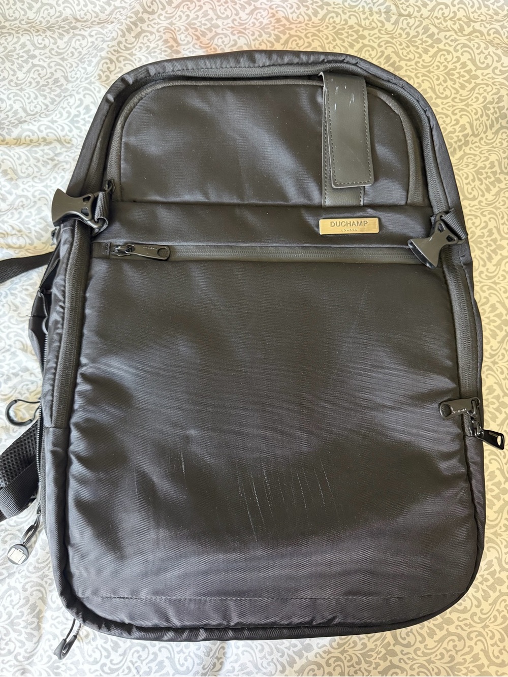 Duchamp Black Men’s Backpack with Front Zip Pocket